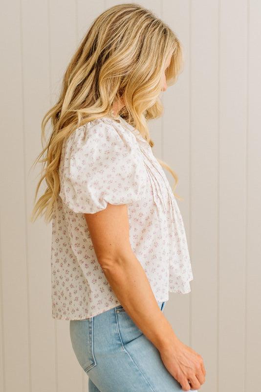Pintuck Floral Blouse