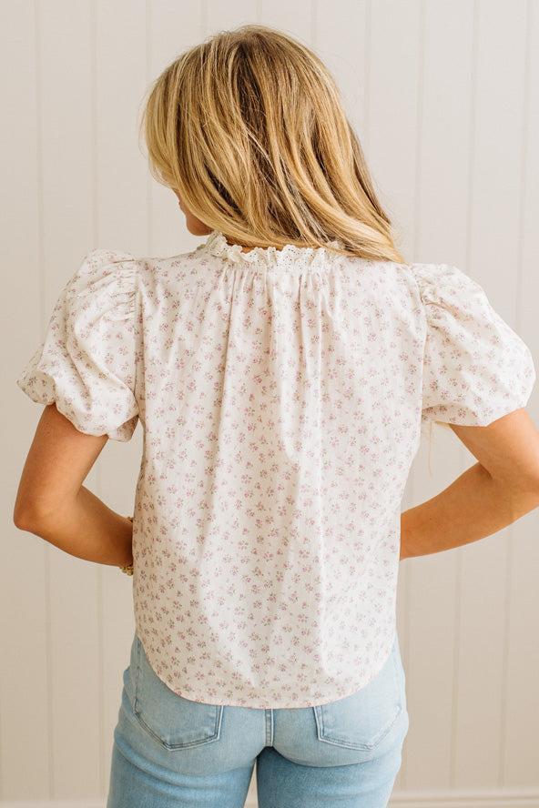 Pintuck Floral Blouse