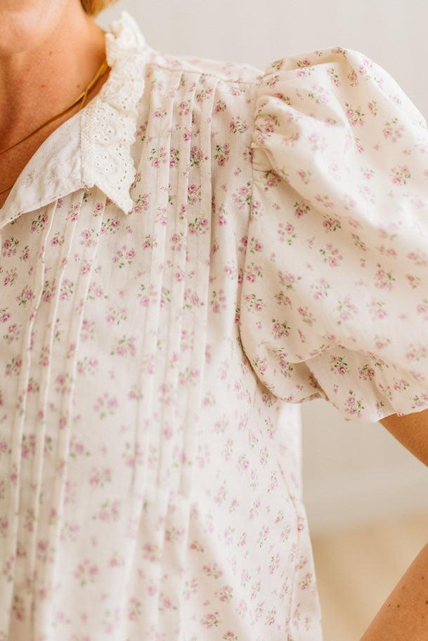 Pintuck Floral Blouse