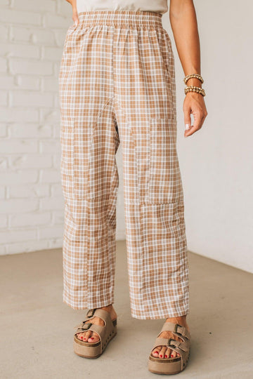 Plaid Print Wide Leg Pants