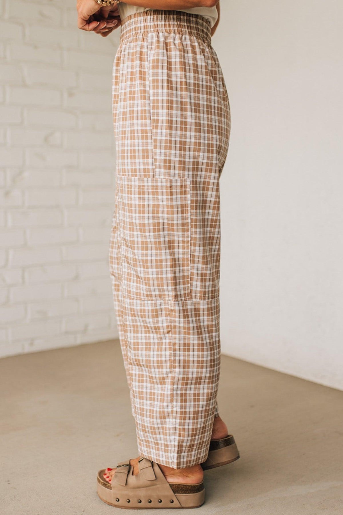Plaid Print Wide Leg Pants