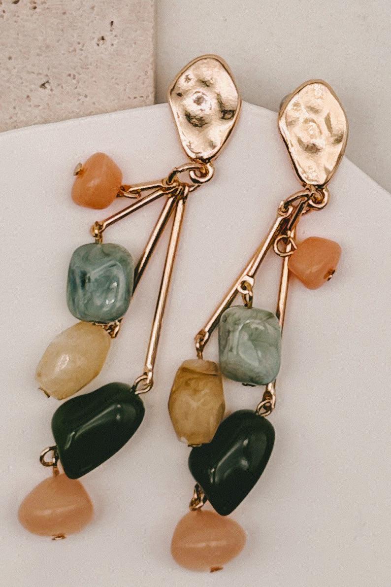 Polished Rock Drop Earrings