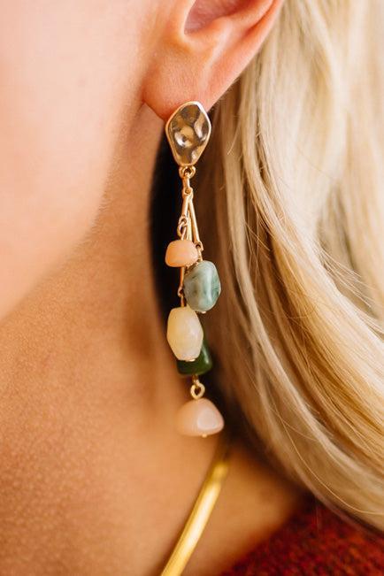 Polished Rock Drop Earrings