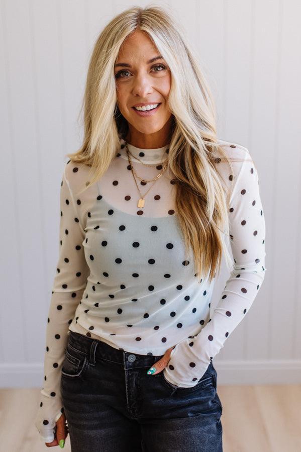Polka Dot Mesh Top