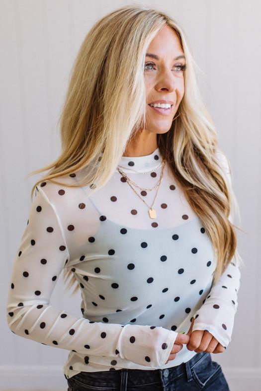 Polka Dot Mesh Top