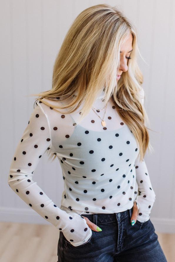 Polka Dot Mesh Top