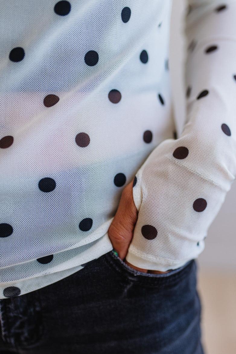 Polka Dot Mesh Top