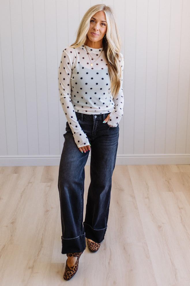 Polka Dot Mesh Top