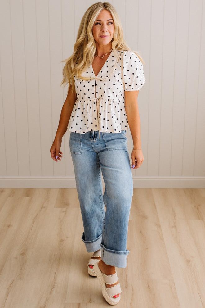Polka Dot Peplum Top