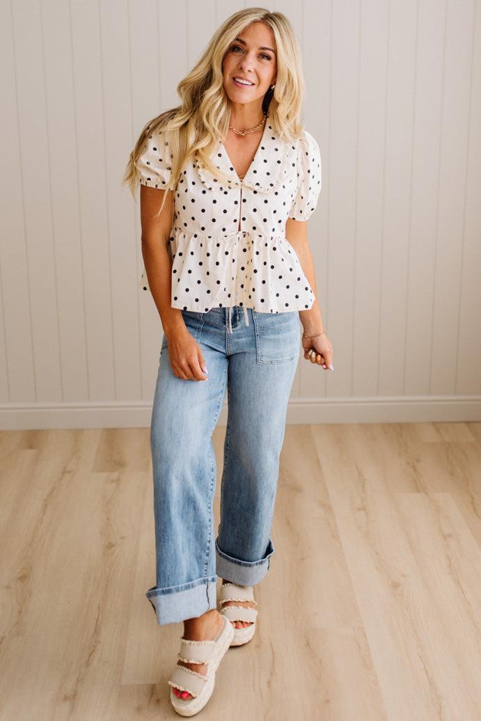 Polka Dot Peplum Top