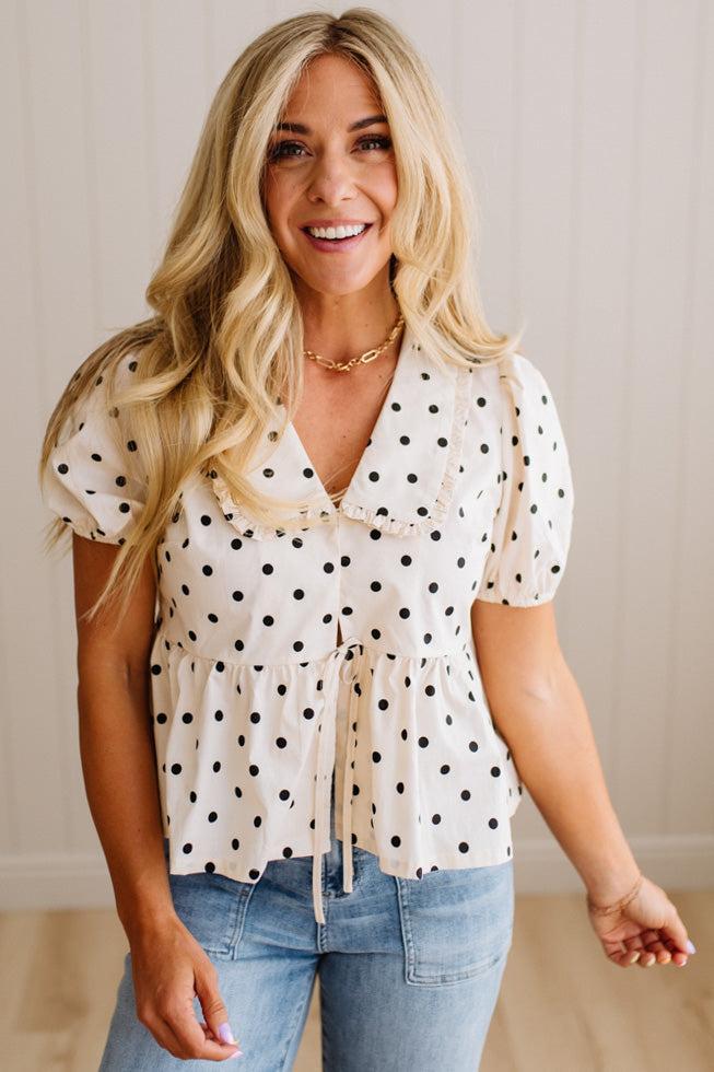Polka Dot Peplum Top