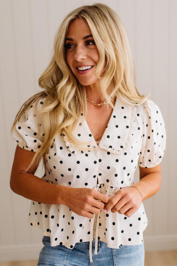 Polka Dot Peplum Top