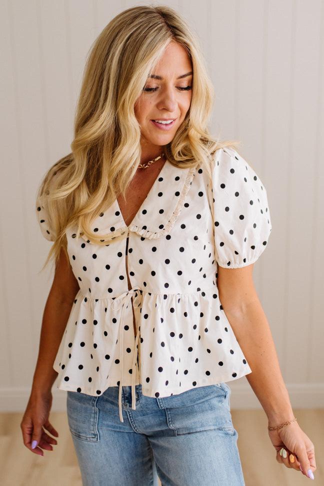 Polka Dot Peplum Top