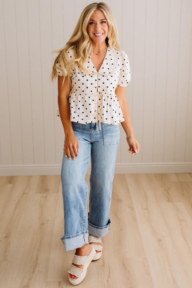 Polka Dot Peplum Top