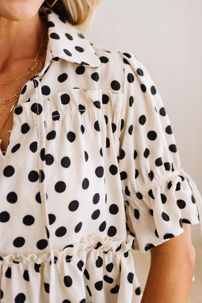 Polka Dot Ruffled Peplum Top