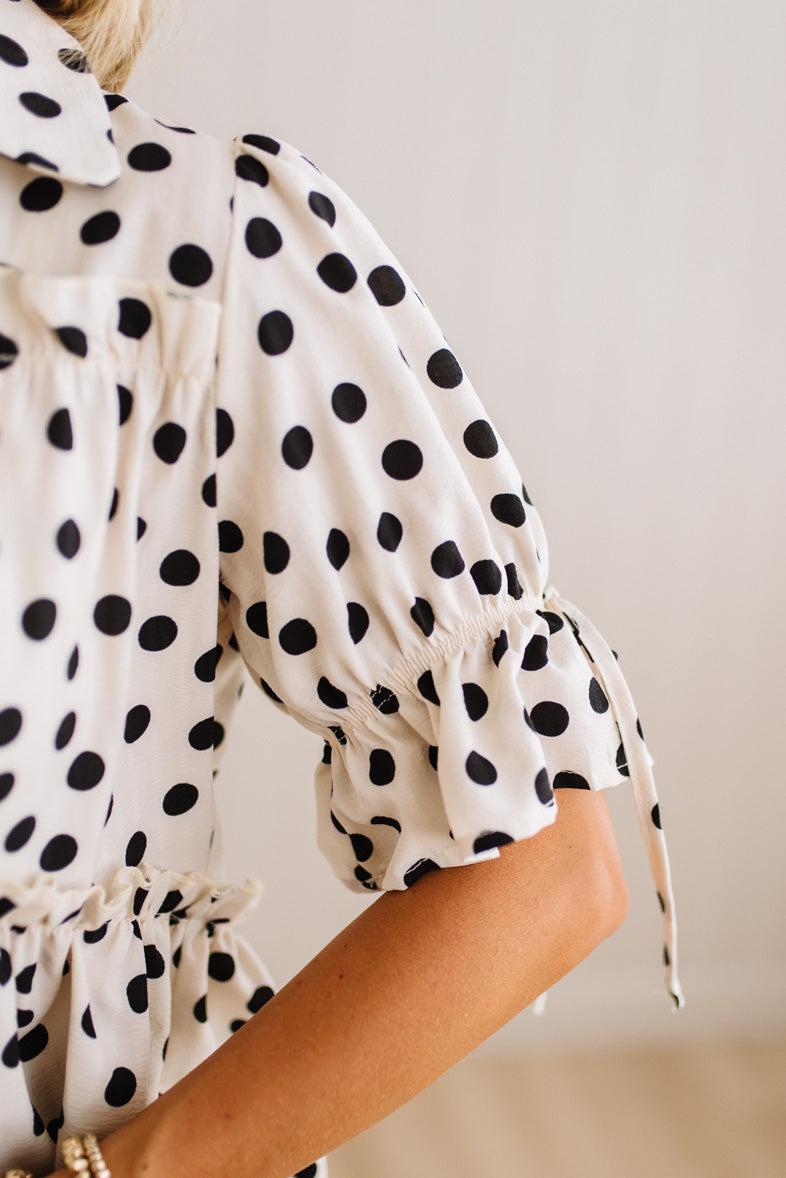 Polka Dot Ruffled Peplum Top