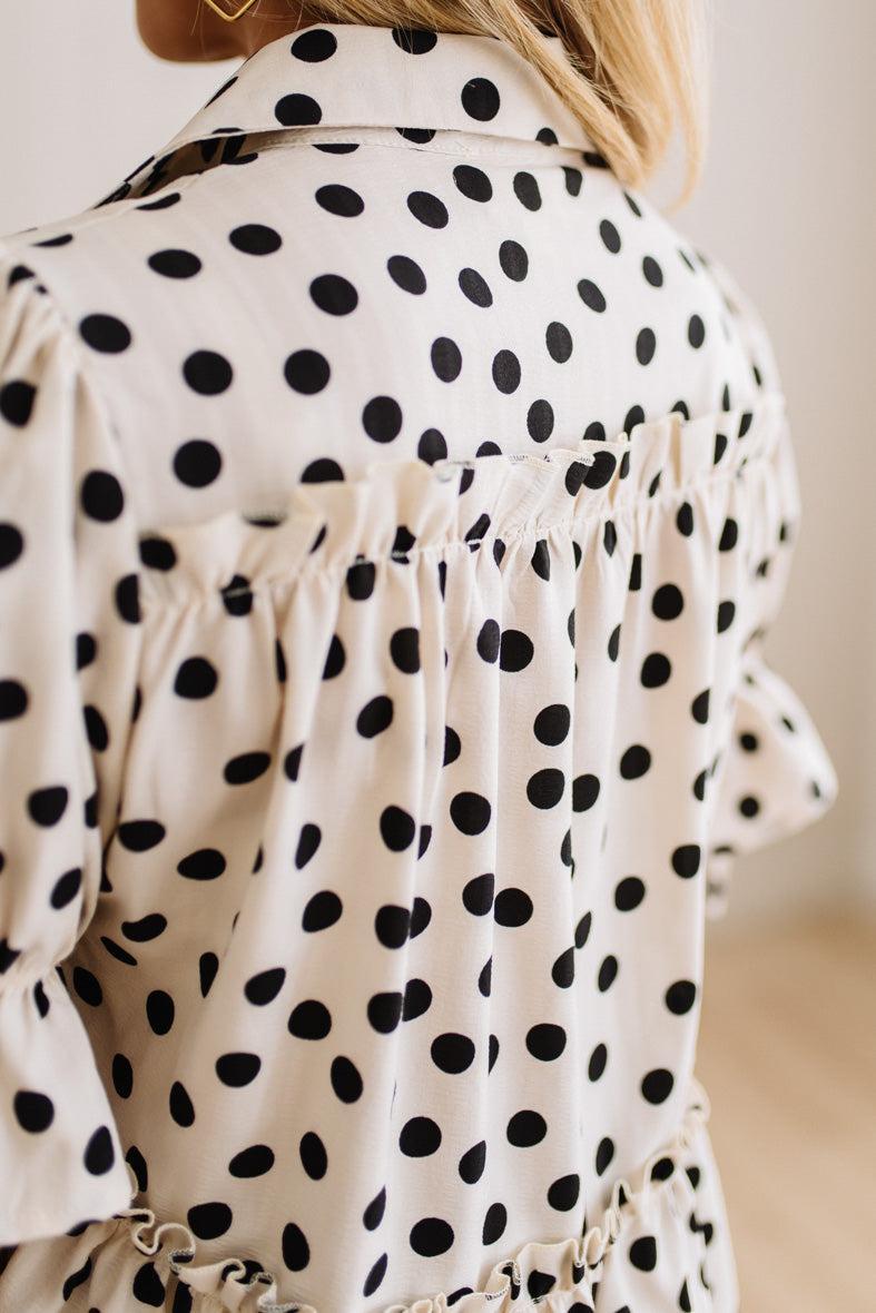 Polka Dot Ruffled Peplum Top