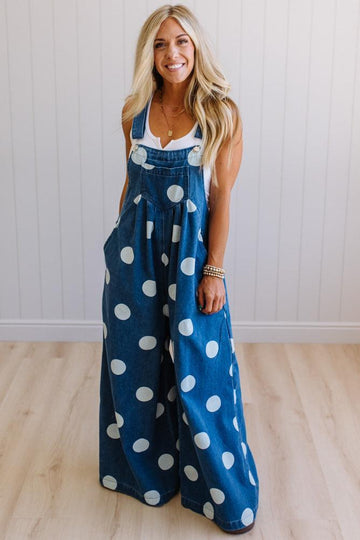 Polka Dot Wide Leg Overalls