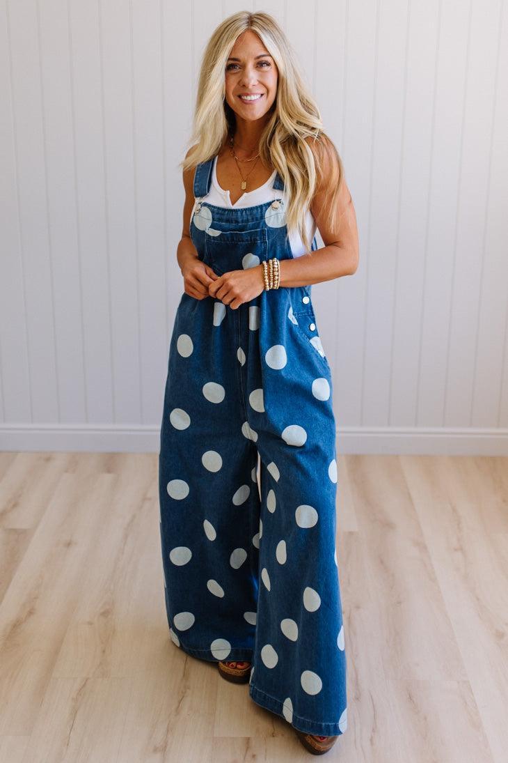 Polka Dot Wide Leg Overalls