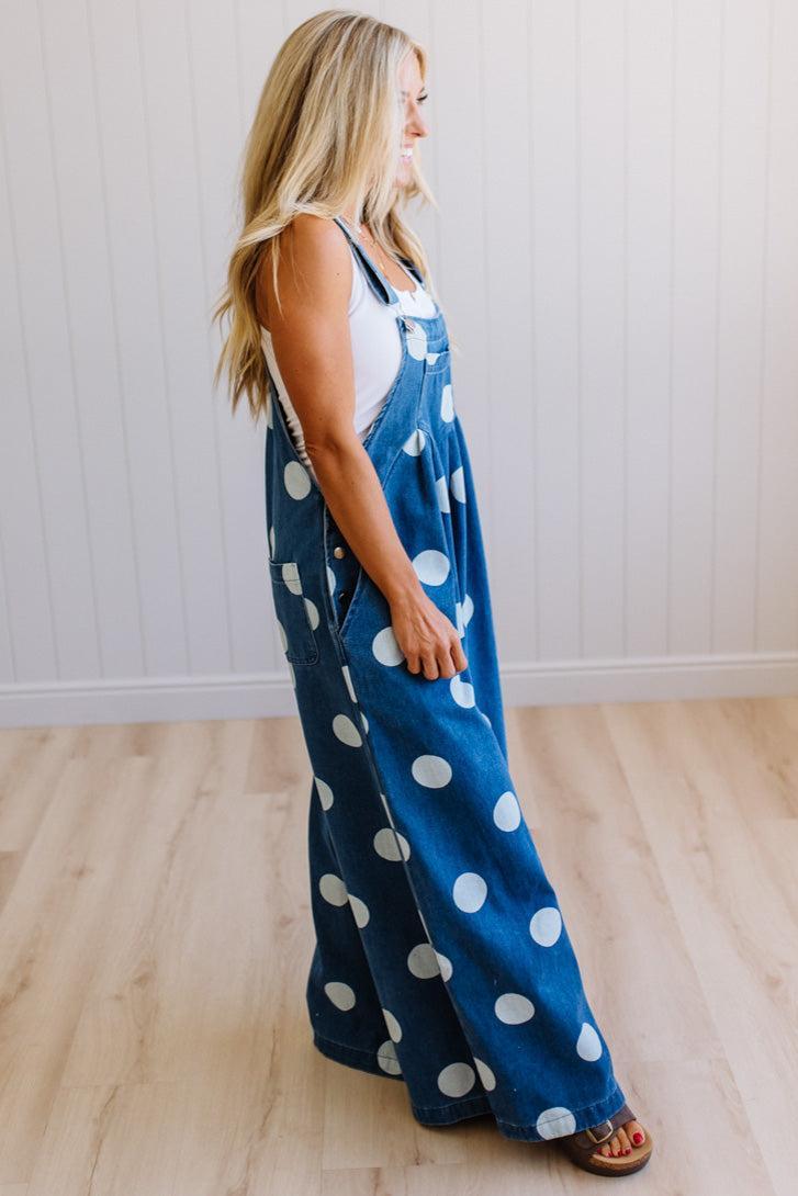 Polka Dot Wide Leg Overalls