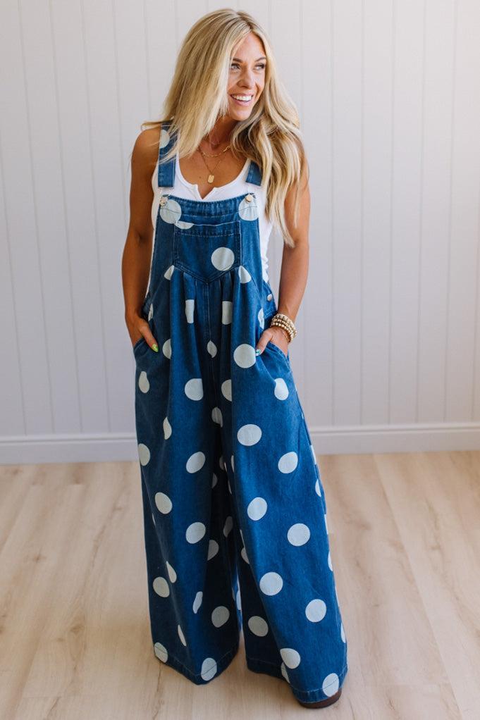 Polka Dot Wide Leg Overalls