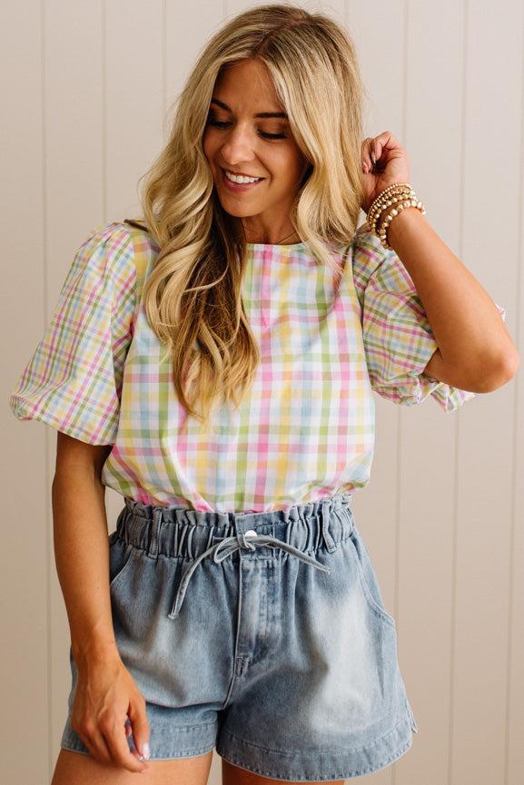 Pyper Pastel Gingham Top