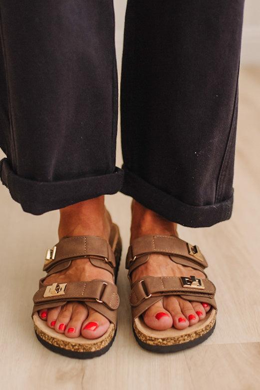 Quinnie Double Strap Slides | Brown