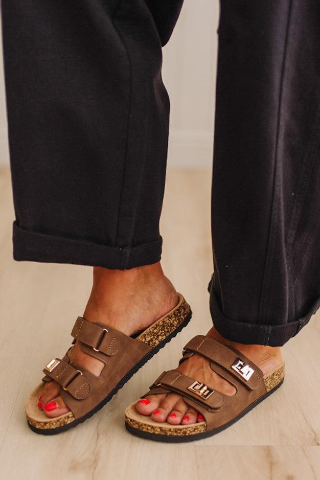 Quinnie Double Strap Slides | Brown