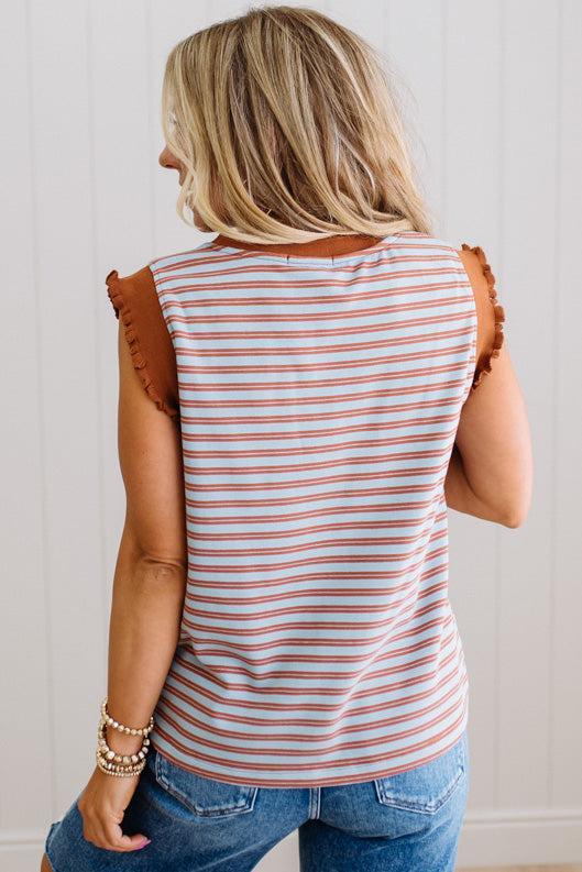 Reena Ruffle Trim Striped Top