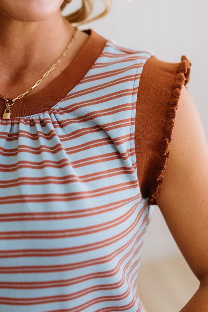 Reena Ruffle Trim Striped Top