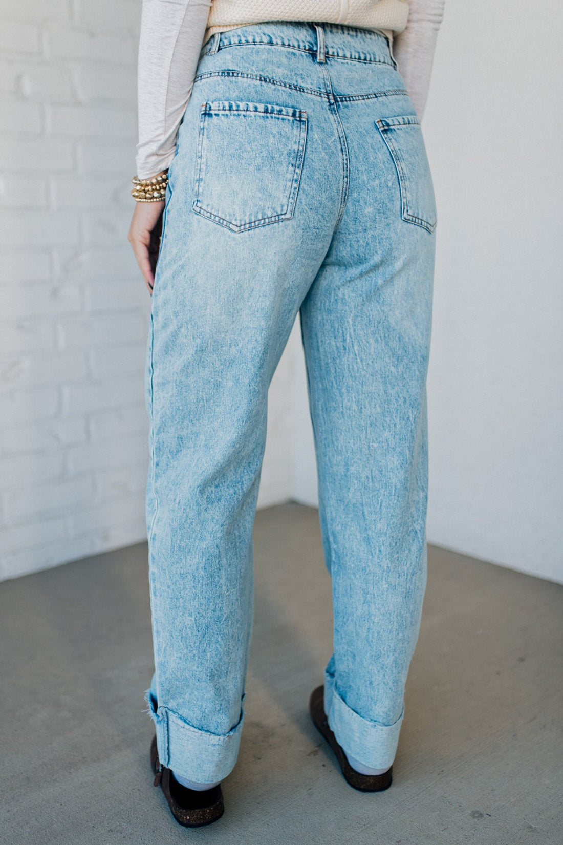 Rhauli Rolled Bottom Barrel Jeans - SO ME