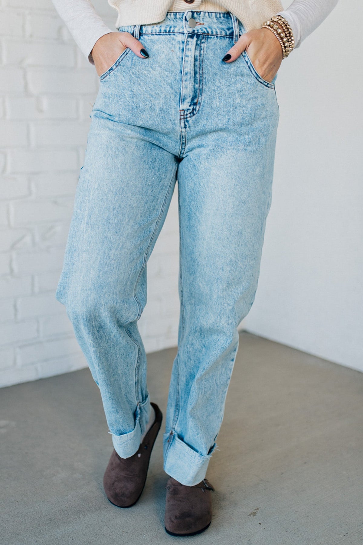 Rhauli Rolled Bottom Barrel Jeans - SO ME