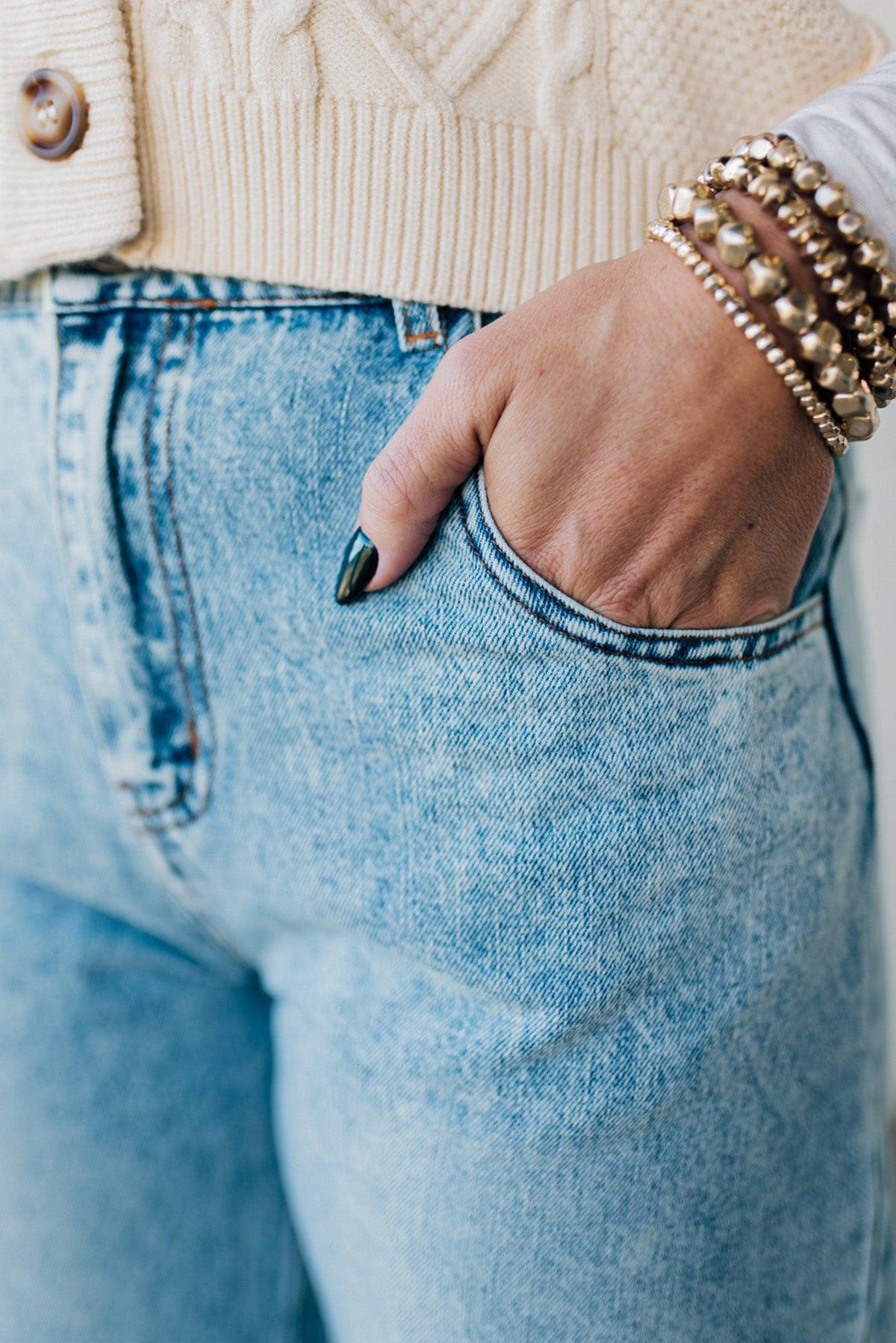 Rhauli Rolled Bottom Barrel Jeans - SO ME