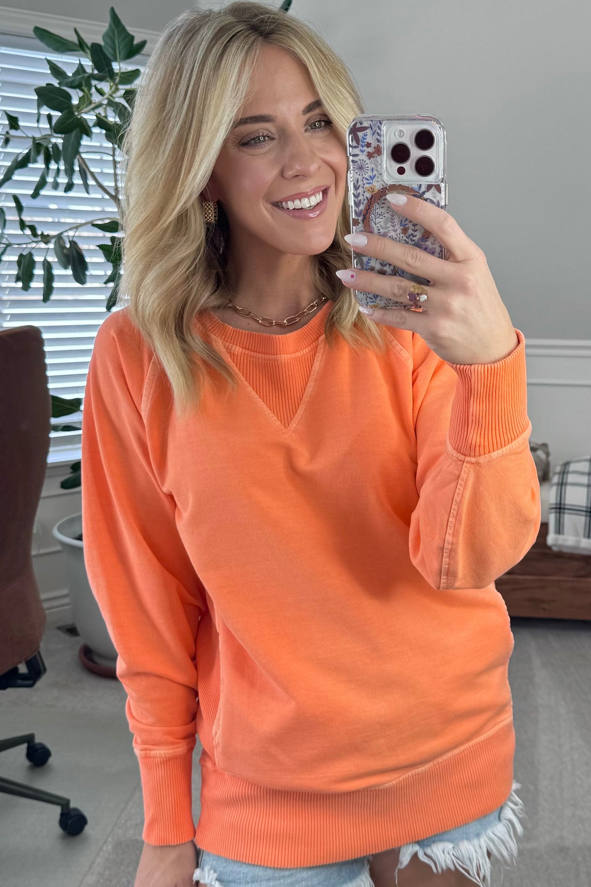 Ribbed Accent Pocketed Pullover