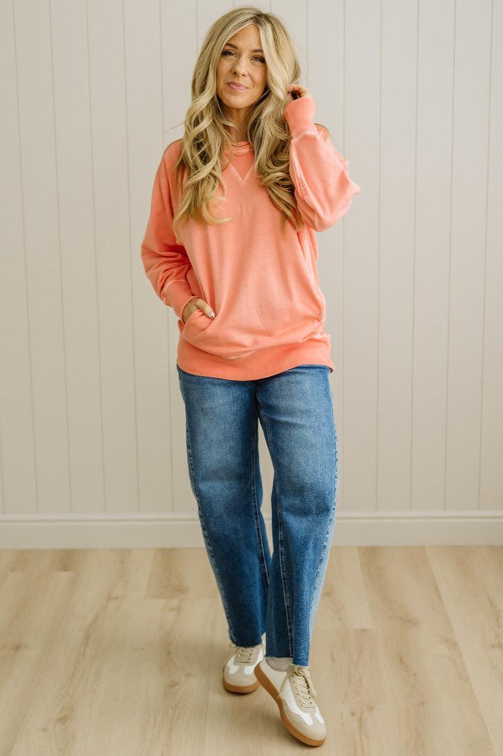 Ribbed Accent Pocketed Pullover