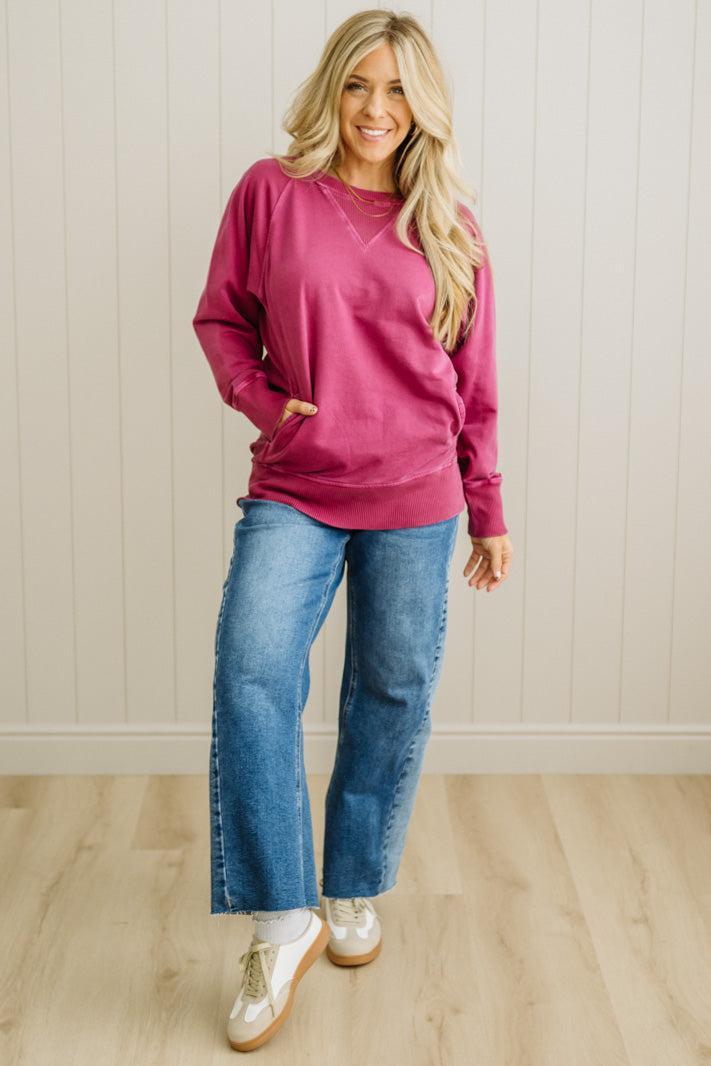 Ribbed Accent Pocketed Pullover