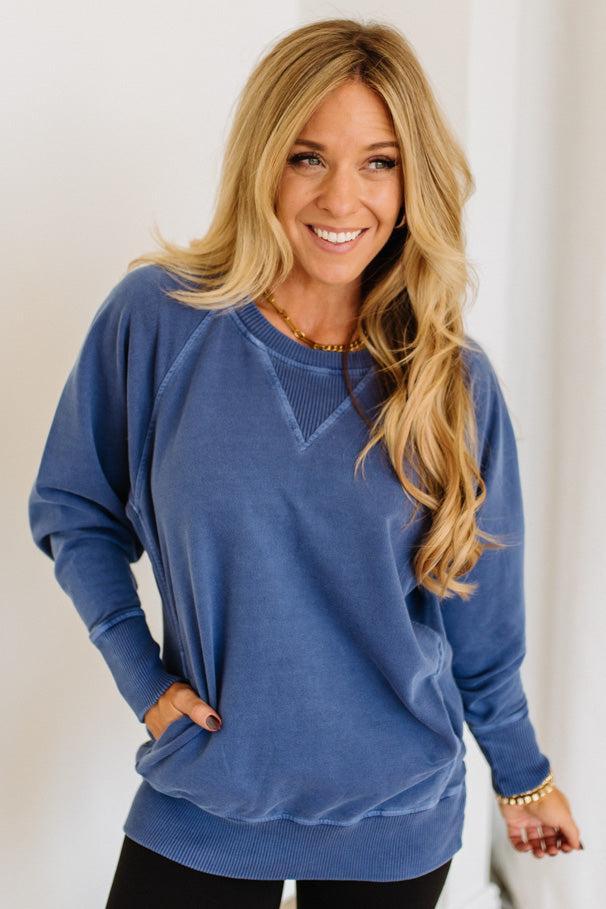 Ribbed Accent Pocketed Pullover