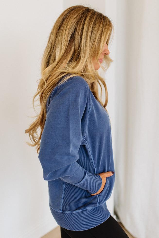 Ribbed Accent Pocketed Pullover