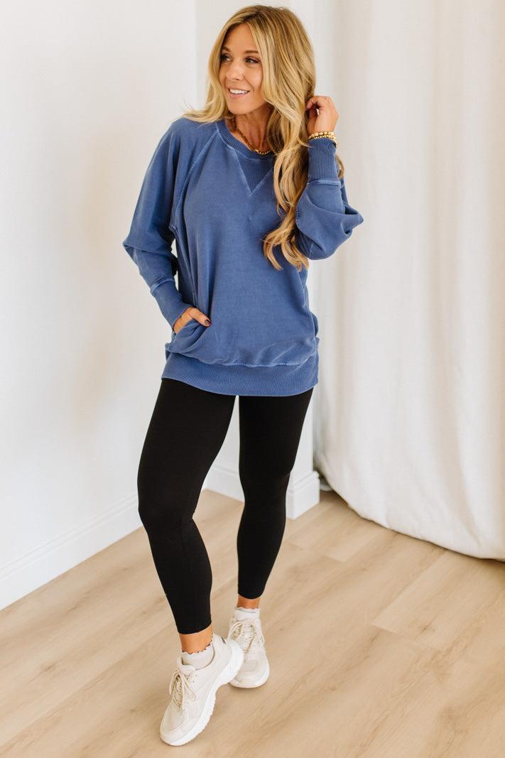 Ribbed Accent Pocketed Pullover