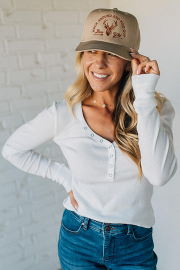 Ribbed Snap Henley Top