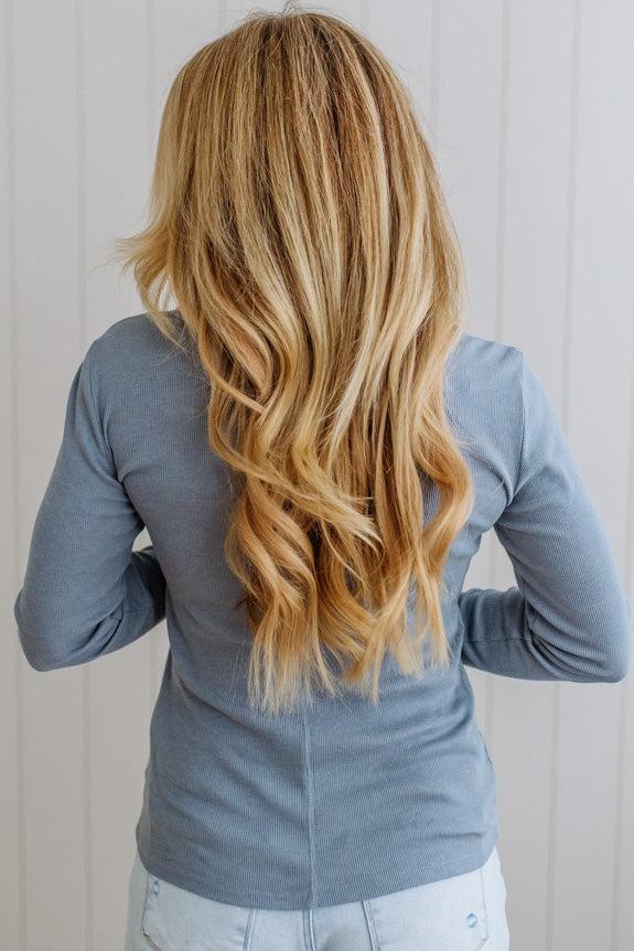 Ribbed Snap Henley Top