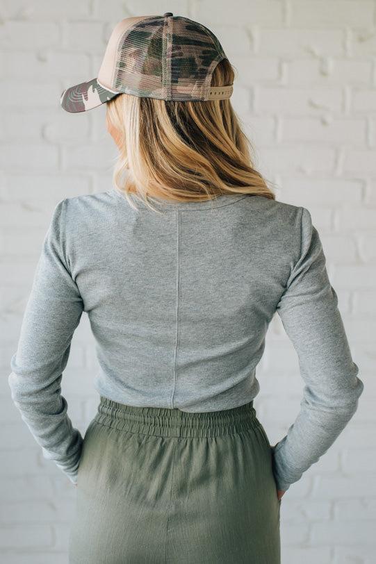 Ribbed Snap Henley Top