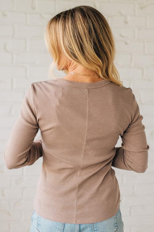 Ribbed Snap Henley Top