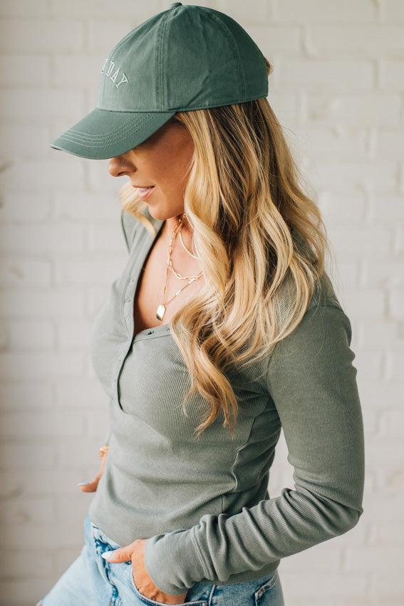 Ribbed Snap Henley Top