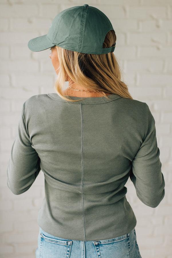 Ribbed Snap Henley Top