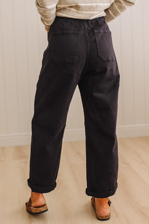Ronny High Rise Tied Barrel Jeans | Black - RISEN