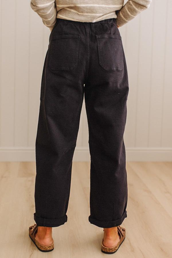 Ronny High Rise Tied Barrel Jeans | Black - RISEN