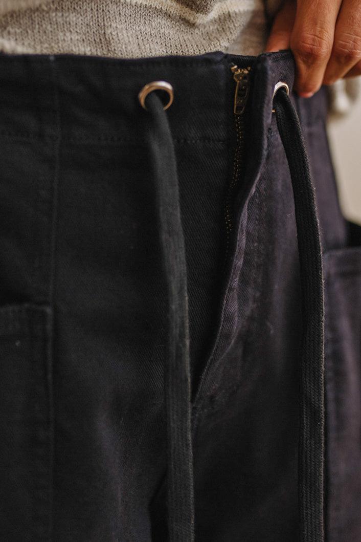 Ronny High Rise Tied Barrel Jeans | Black - RISEN