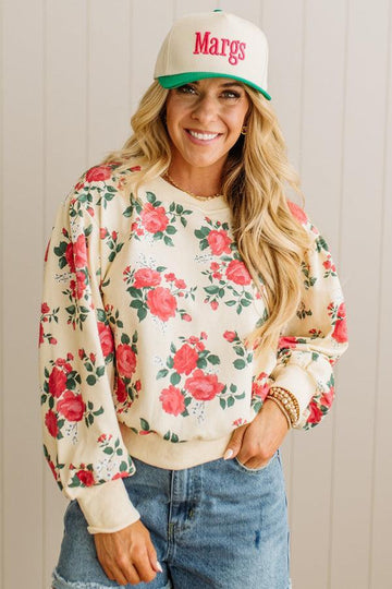 Rose Print Pullover