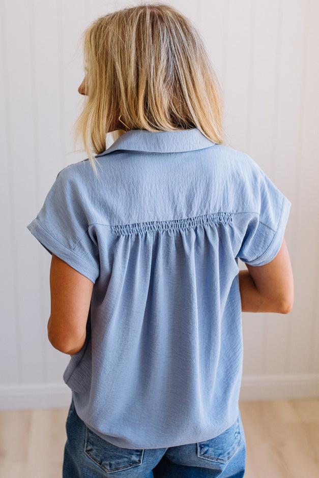 Rouched Detail Button Front Top